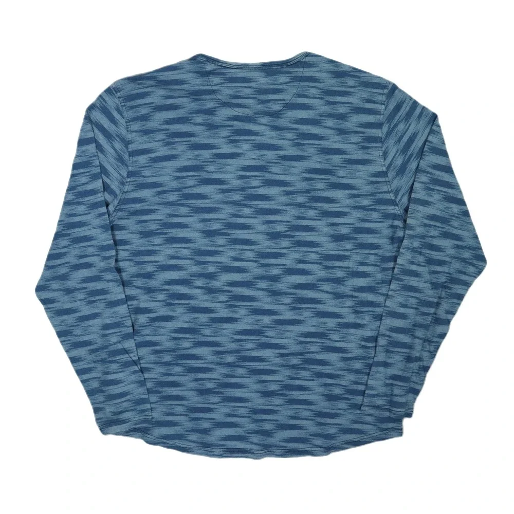 Territory Ahead Men's Blue Ikat Cotton Henley Long‎ Sleeve Shirt XL